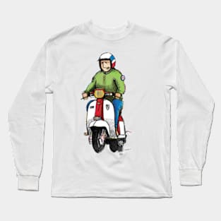 Retro Scooter, Classic Scooter, Scooterist, Scootering, Scooter Rider, Mod Art Long Sleeve T-Shirt